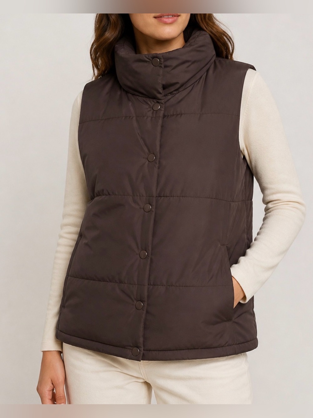 Forever 21 Brown Quilted Puffer Vest